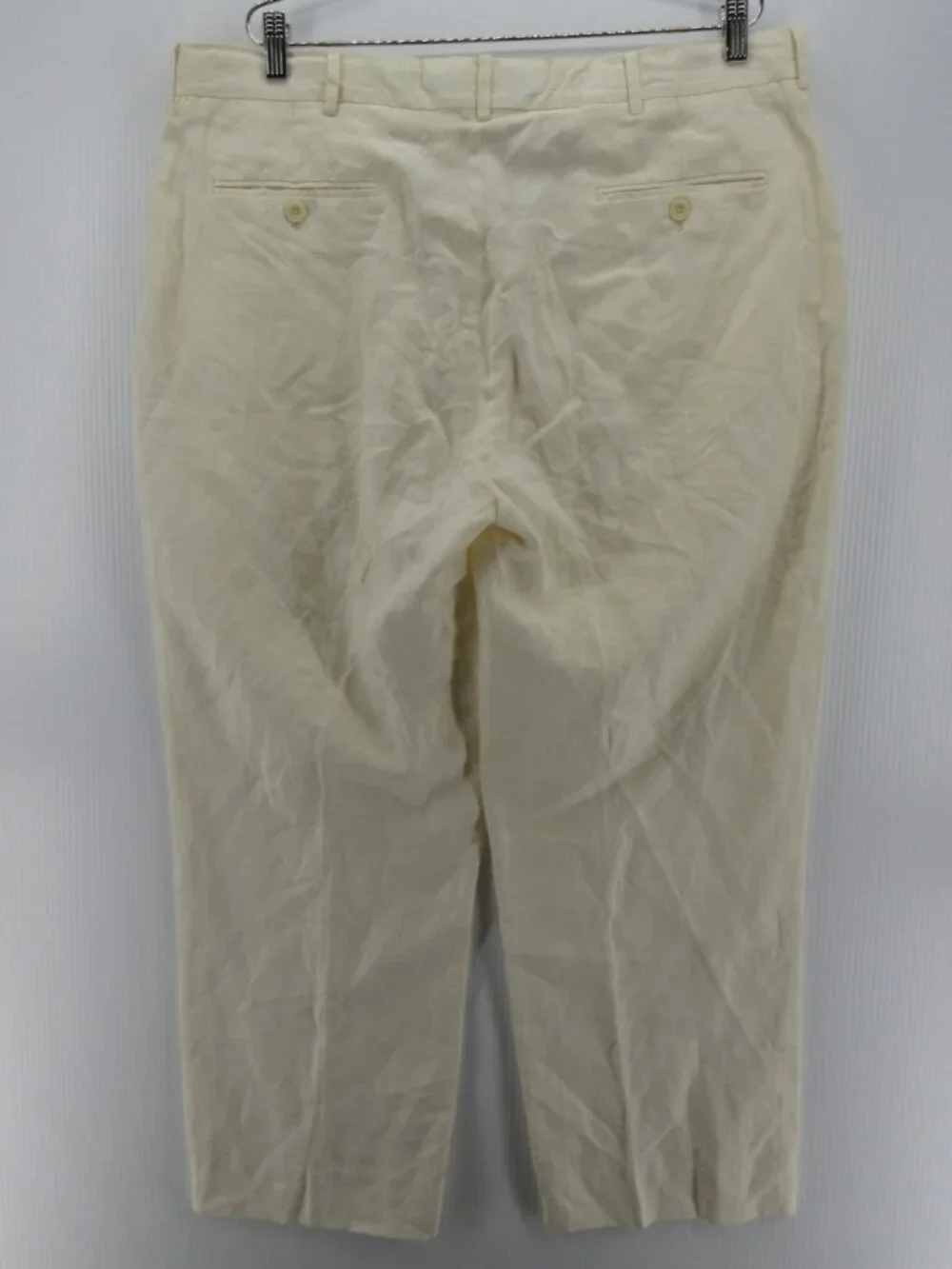VINTAGE Ralph Lauren Polo Pants 38X27 Cream Linen Silk Trousers Y2K *